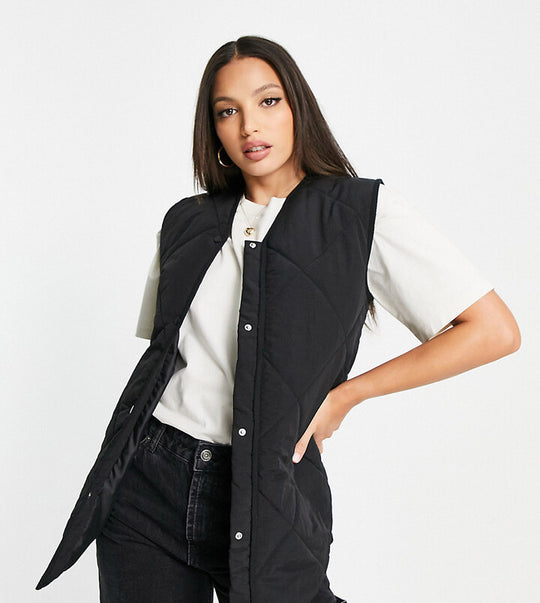 Brave Soul nutland quilted diamond gilet in black