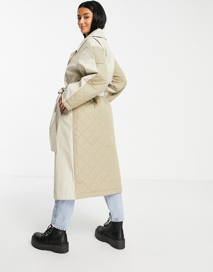 ASOS DESIGN oversized hybrid quilted trench in camel