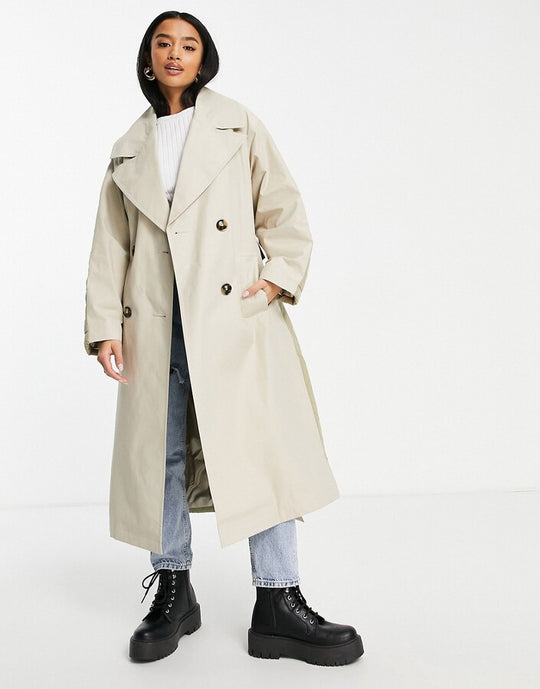 ASOS DESIGN oversized hybrid quilted trench in camel