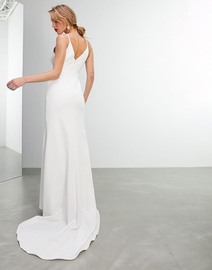 ASOS EDITION Bella plunge cami wedding dress in ivory