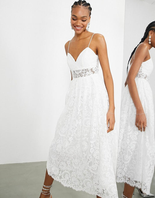 ASOS EDITION Hope lace cami midi wedding dress in ivory