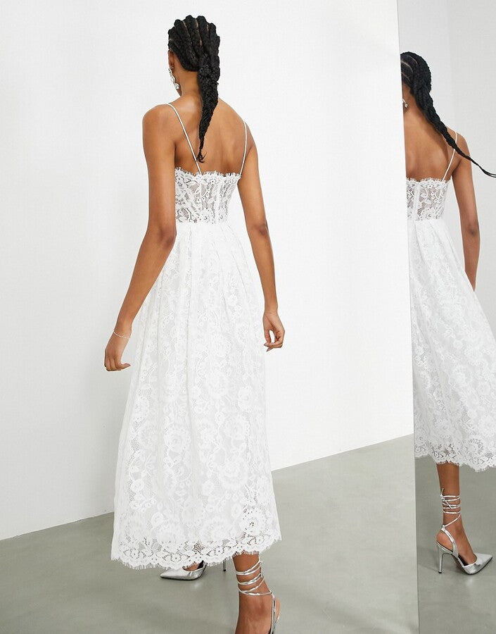 ASOS EDITION Hope lace cami midi wedding dress in ivory