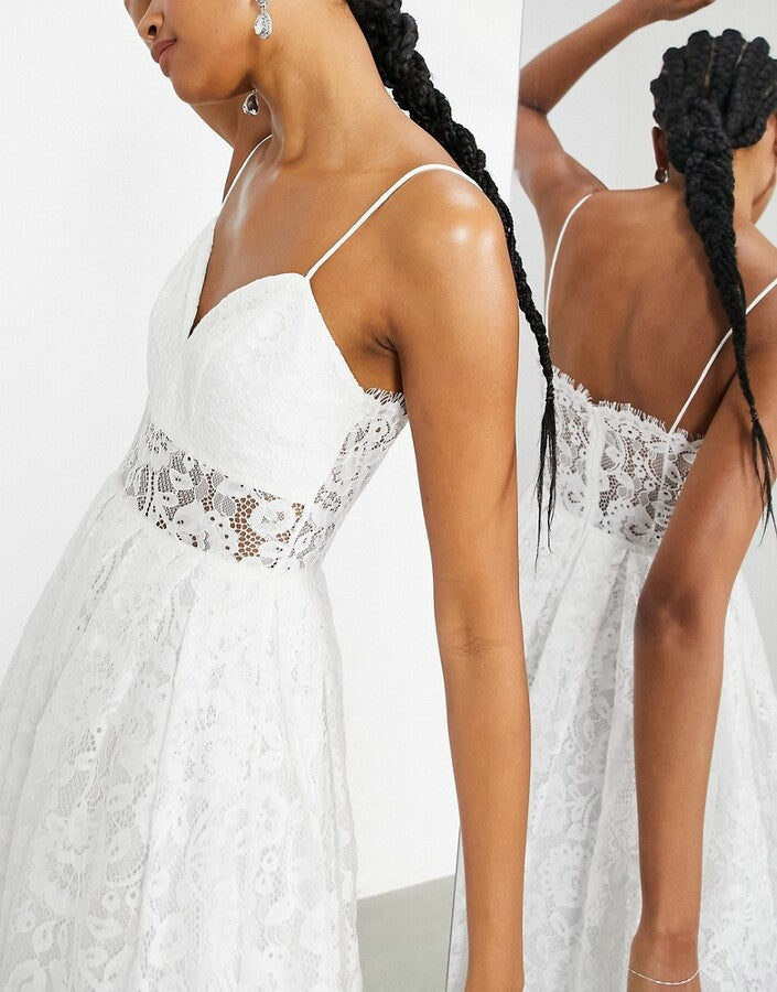 ASOS EDITION Hope lace cami midi wedding dress in ivory