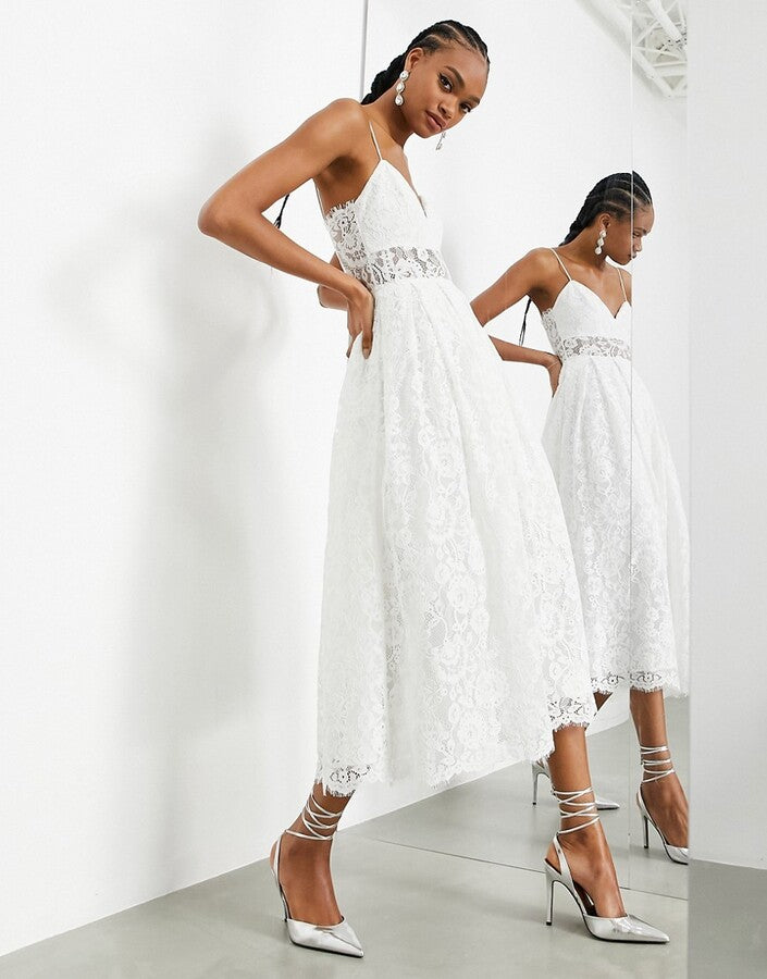 ASOS EDITION Hope lace cami midi wedding dress in ivory