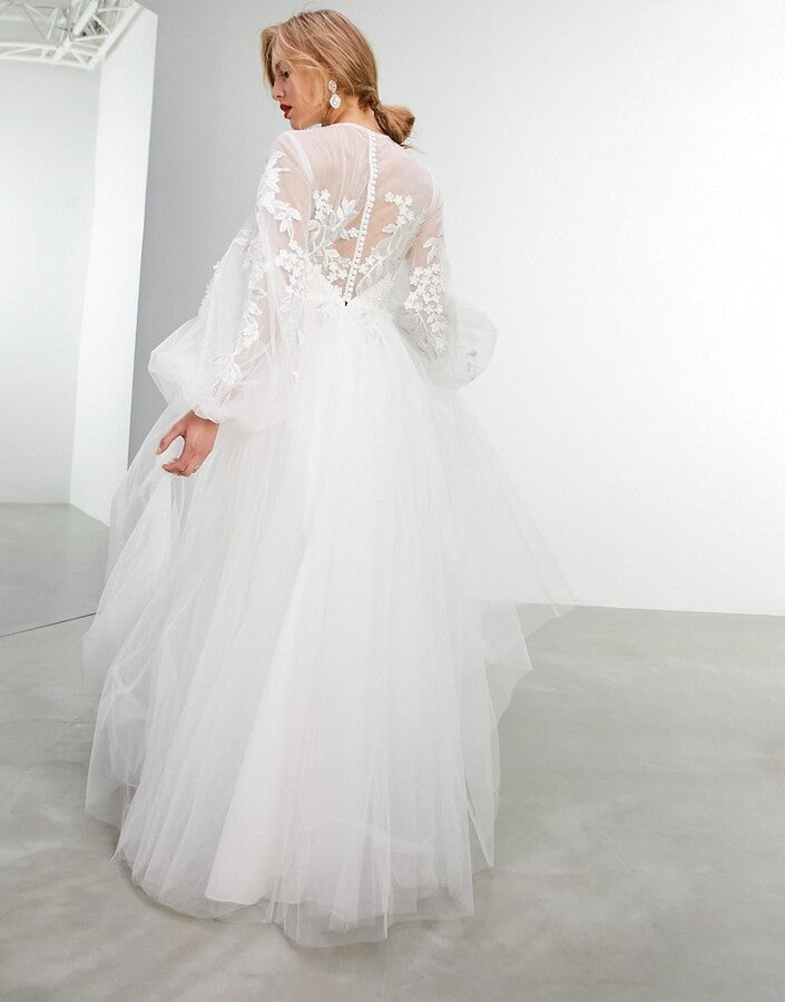 ASOS EDITION Luna embroidered wedding dress in ivory