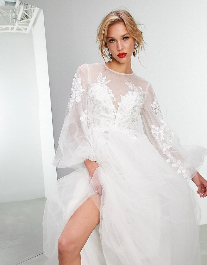 ASOS EDITION Luna embroidered wedding dress in ivory