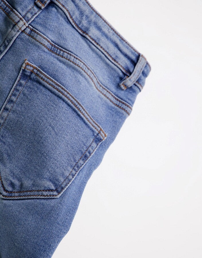 Miss Selfridge Petite Lizzie high waist authentic skinny jean in midwash blue