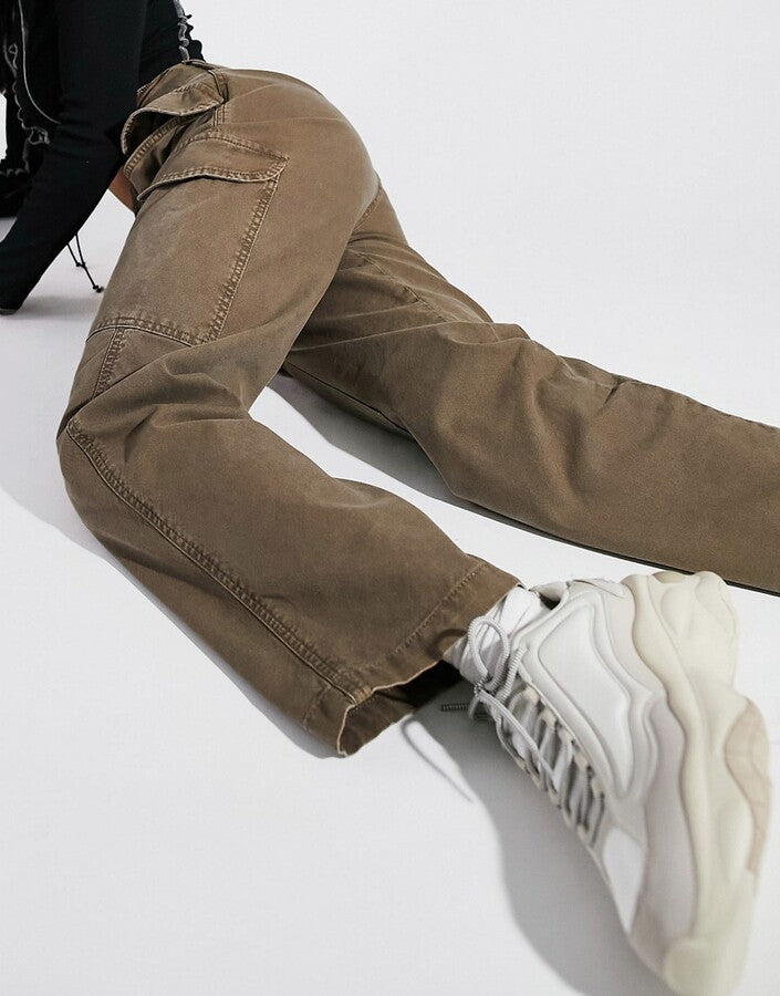 ASOS DESIGN utility combat trousers in mushroom