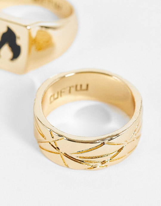 WFTW Fire 2 pack ring in gold