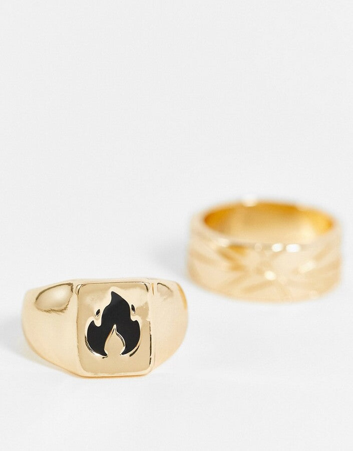 WFTW Fire 2 pack ring in gold