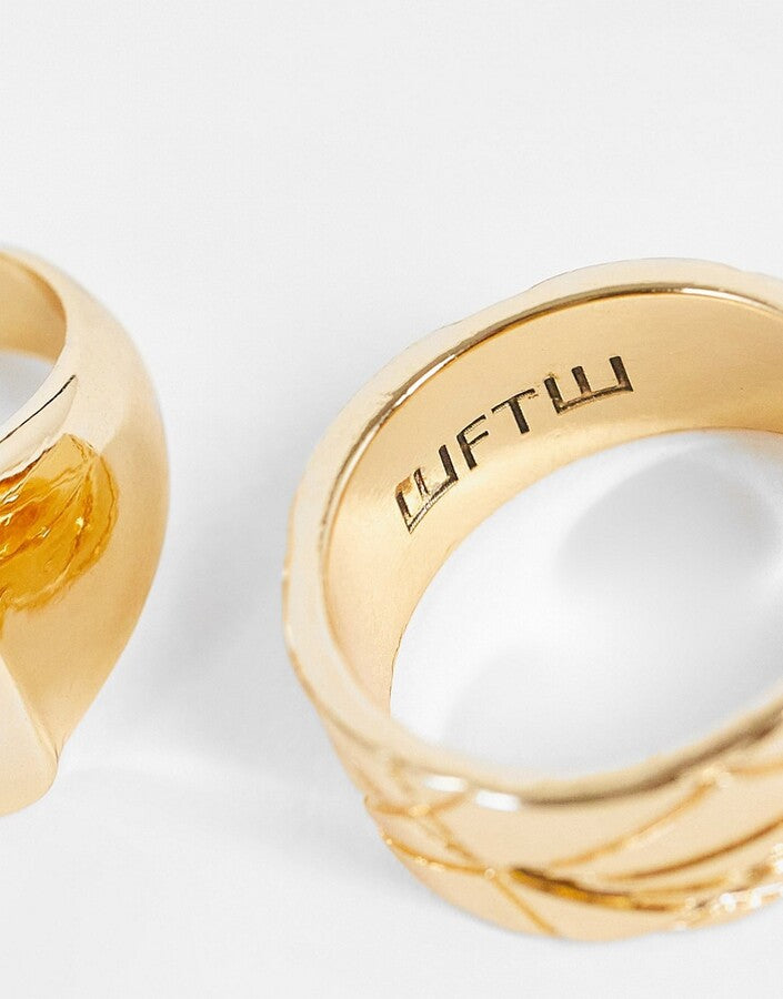 WFTW Fire 2 pack ring in gold