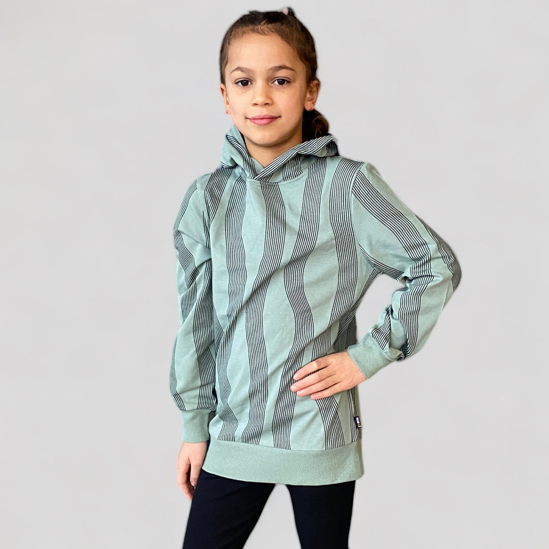 Wavy stripe long hood top 211104 Y