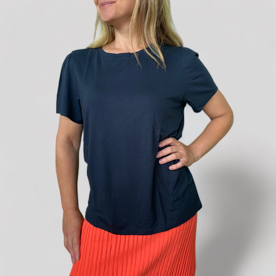 Puffy sleeve crepe top navy- 221601 / R 13